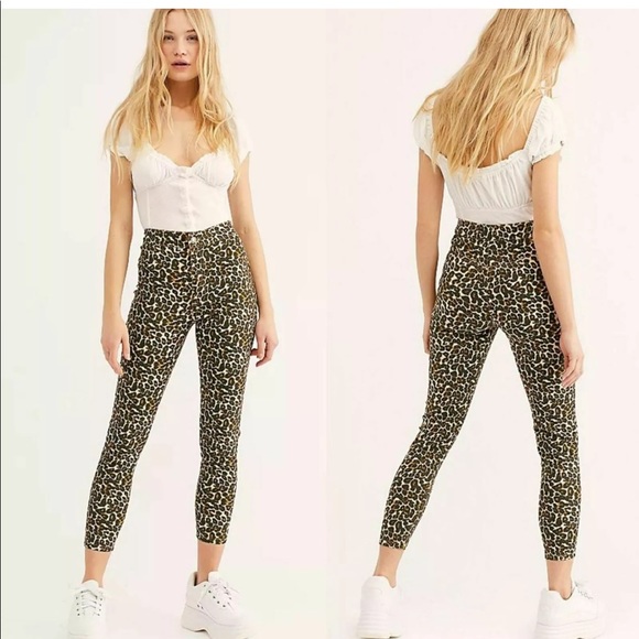 Free People Pants - Free People Leopard Print High Rise Skinny Pants